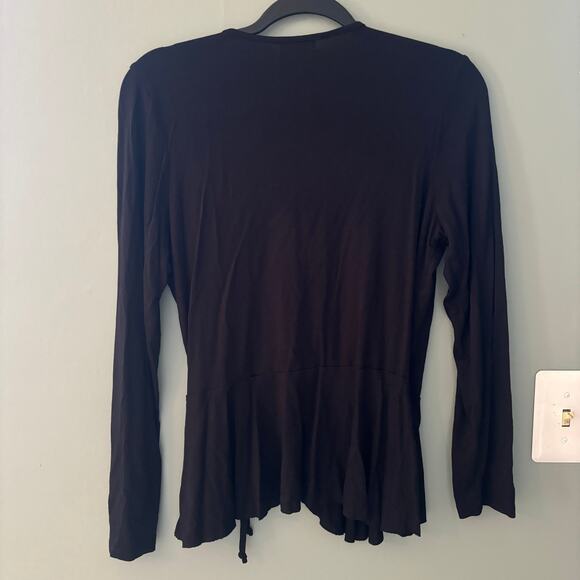 Leith Black V Neck Wrap Front Top - Picture 5 of 5